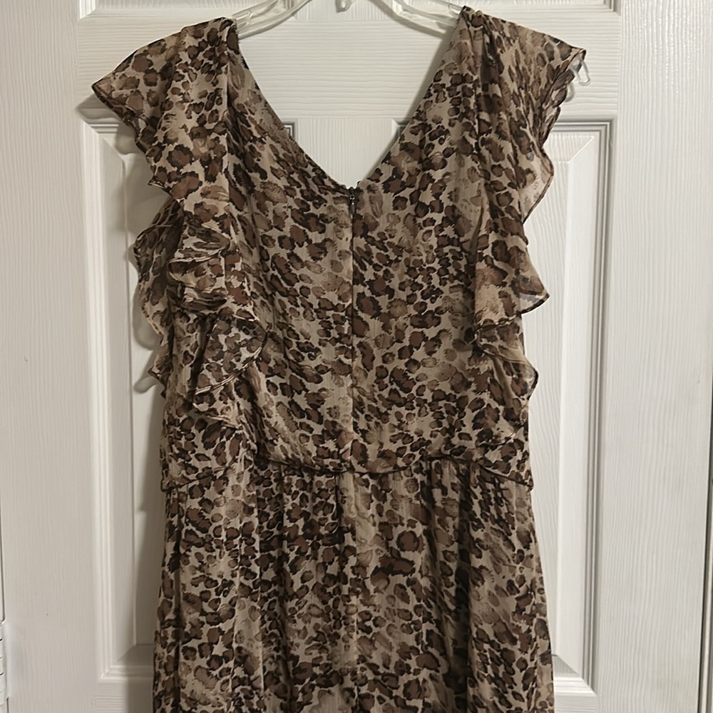 Jessica Howard Size 14W Cheetah Print Dress Short Sleeve Jeweled V Neck - Picture 5 of 5